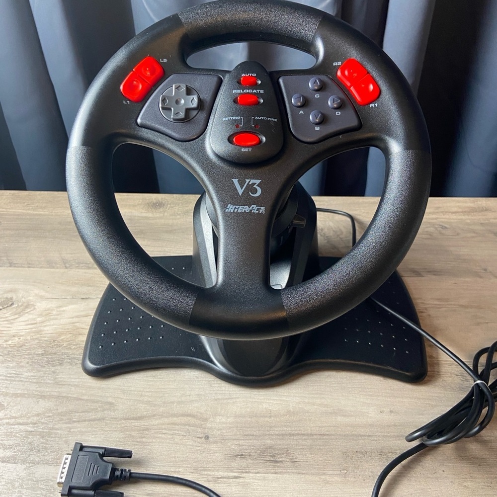 Playstation PS1 PS2 V3 fx INTERACT Racing Steering Wheel SV-1119‎